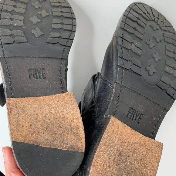 Frye Natalie Triple Buckle Ankle Short Boots Black Booties Womens 8 - Picture 15 of 16